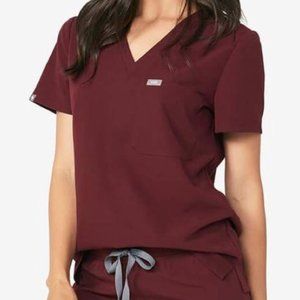 FIGS Burgundy Catarina Scrub Top